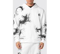 Plein Sport Splash Abstract Print Zip-Up Hooded Sweatshirt in Jersey - Size: M - male