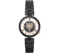 Plein Sport Women's Gold Wrist Watch Analogue Quartz Tiger Luxe Stainless Steel, Black/Bicolour - Psmba0523