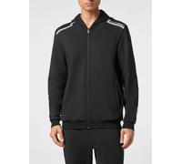 Plein Sport Zip-Up Hooded Sweatshirt in Technical Jersey with Slash Pockets - Size: XS - male