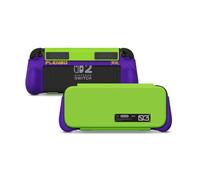 Plenbo FoldeX Grip Case for Nintendo Switch 2: Dockable Ergonomic Grip & Textured Flip Cover Bundle - Anti-Cramp Handheld Comfort, Instant-Attach Screen Guard, 3-Mode Compatible - Neon Purple & Green