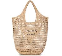 Pleneal Beach Bags for Women - Women Beach Tote Bag, Summer Mesh Hollow Shoulder Tote for Holiday Market, Paris, One size