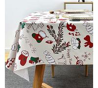 Plenmor Christmas Table Cloth Wipe Clean Christmas Tablecloth Xmas PVC Plastic Wipeable Waterproof Rectangular Table Cover Decoration for Festive New Year Kitchen Picnic (137 x 275 cm)