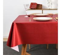 Plenmor Christmas Table Cloth Wipe Clean Christmas Tablecloth Xmas Red PVC Plastic Wipeable Waterproof Square Table Cover Decoration for Festive New Year (Red, 53.9 x 53.9 inch)