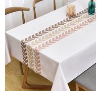 Plenmor Rectangular PVC Tablecloth Wipe Clean Wipeable Waterproof Plastic Vinyl Table Cover Protector for Outdoor Picnic Party, Leaves-2 Design, 137x200 cm
