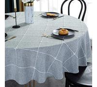 Plenmor Round Tablecloth Heavy Duty Cotton Circular Table Cloth for Round Table Round Table Cover for Coffee Picnic Outdoor (Round,135cm in diameter, Grey)