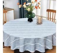 Plenmor Round Tablecloth Heavy Duty Cotton Circular Table Cloth for Round Table Round Table Cover for Coffee Picnic Outdoor (Blue, Round,135 cm in diameter)