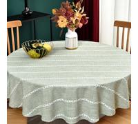 Plenmor Round Tablecloth Heavy Duty Cotton Circular Table Cloth for Round Table Round Table Cover for Coffee Picnic Outdoor (Green, Round,135 cm in diameter)