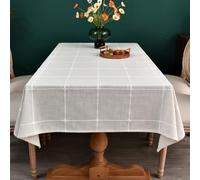 Plenmor Table Cloth for Rectangular Table Natural Tablecloth for Outdoor Cotton Linen Looking Fabric Table Cover for Kitchen Garden (A-Beige, 135x300 cm)