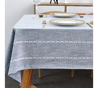 Plenmor Table Cloth for Rectangular Table Natural Tablecloth for Outdoor Cotton Linen Looking Fabric Table Cover for Kitchen Garden (Blue, 135x300 cm)