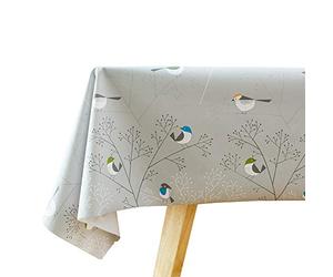 Plenmor Table Cloth Wipe Clean Tablecloth Wipeable PVC Plastic Waterproof Rectangular Table Cover Protector for Kitchen Picnic Outdoor Indoor Birds 137x185 cm