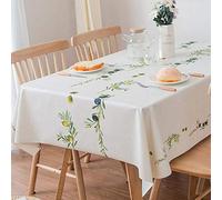 Plenmor Table Cloth Wipeable PVC Tablecloth Waterproof Wipe Clean Plastic Vinyl Table Cover Protector Rectangular for Outdoor Picnic Party (Olive Branch, 137x215 cm)