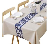 Plenmor Table Cloth Wipeable Tablecloth PVC Plastic Wipe Clean Waterproof Rectangular Table Cover Protector for Kitchen Picnic Outdoor Indoor Easter Table Cloth (Rattan, 137x185 cm)