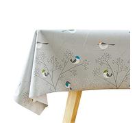 Plenmor Wipe Clean Tablecloth Wipeable PVC Plastic Waterproof Square Table Cover Protector for Kitchen Picnic Outdoor Indoor,Easter Table Cloth, Birds Design, 137x137 cm