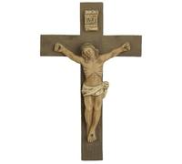 PlentifulHome 10.3 cm Small Resin Crucifix Wall Cross - Mini Jesus on Cross Sculpture for Catholic Wall Decor, INRI Crucifix for Prayer Room, Religious Christian Gift, Wall Hanging Ornament