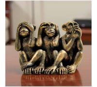 PlentifulHome 3 Wise Monkeys Statue - Hear No Evil, See No Evil, Speak No Evil Resin Figurine with Antique Bronze Finish - Office Desk Decor, Home Accents & Men's Gifts (7.49 cm Compact Design)