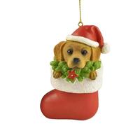 PlentifulHome Hand-Painted Golden Retriever Dog Figurine for Outdoor Christmas Ornament Decor