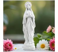 PlentifulHome Lourdes Virgin Mary Statue - Catholic Blessed Mother Mary Figurine, Suitable Religious Home Decor and Gift for Women, 28 cm Tall (White)