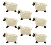 PlentifulHome Mini Sheep Figurines Set of 8, Resin Lamb Ornaments, 3.18 cm
