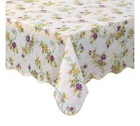 PlentifulHome Water Resistant Vintage Floral Tablecloth Rectangle Calico Vinyl with Flannel Backing Reusable Plastic Table Cover for Home Kitchen Fiesta 47x60 Inch