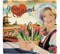 Plenty Gifts I Love Holland Personalised Plaque Decorative Tile with Dutch Theme - 15x15cm