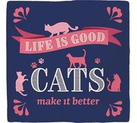 Plenty Gifts Life is Good Cats Personalised Cat Lover Tile 15 x 15 cm