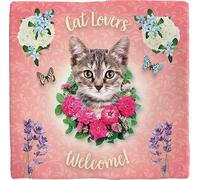 Plenty Gifts Personalised Cat Lovers Welcome Plaque - Cat Lovers - Decorative Tile - 15 x 15 cm