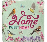 Plenty Gifts Personalised Plaque - Home Tweet Home - Bird Lover Decorative Tile - 15 x 15 cm