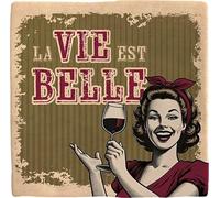 Plenty Gifts Personalised Plaque La Vie Est Belle Decorative Tile with French Quote 15 x 15 cm