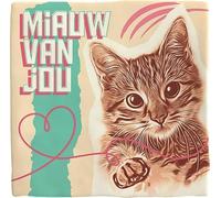 Plenty Gifts Personalised Plaque - Miauw Van Jou - Romantic Ceramic Decorative Tile - Dutch Text - 15 x 15 cm