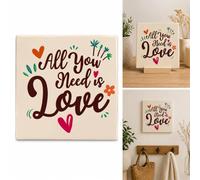 Plenty Gifts Personalised Sign - All You Need is Love - Romantic Decorative Tile - 15x15cm