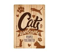 Plenty Gifts - Tin Sign | 'Cats Welcome, People Tolerated' | 21x14.8 cm | Wall-mounted décor for indoors and outdoors