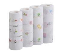 Plenty Kitchen Towels - Bulk Kitchen Roll - Disposable Kitchen Paper Dish Cloth Wet Dry Dual-Purpose Super Absorbent Kitchen Towels, 4 Rolls Per Pack, 200 Sheets Per Roll (White, 20 * 20cm)