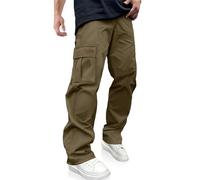 PLEPAN Men's Casual Cargo Pants Drawstring Hiking Pants Workout Tactical Joggers Sweatpants for Men, Olive, X-Large