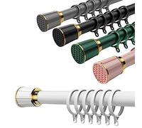 Plerile Adjustable Curtain Rod 0.4m-5m, White Tension No Drilling Curtain Rod, Spring Loaded Tension Rod For Window Bathroom Cupboard Kitchen (Color : Stainless Steel, Size : 4.1m-5m)
