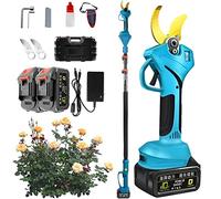 Plerile Electric Pruning Shears, Cordless Pruner Battery Powered With Telescopic Pole, 40mm Cutting Diameter, 2pcs Rechargeable Lithium Battery, Power Pruner For Tree Branch Flowering Bushes