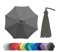 Plerile Patio Umbrella Replacement Canopy Cover, 3.0m 6 Ribs/8 Ribs Cantilever Umbrella Canopy Replacement Cloth, Parasol Canopy Replacement Parts For Outdoor Terraces(Color:Gray,Size:300cm 6-Ribs)