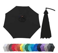 Plerile Patio Umbrella Replacement Canopy Cover, 3.0m 6 Ribs/8 Ribs Cantilever Umbrella Canopy Replacement Cloth, Parasol Canopy Replacement Parts For Outdoor Terraces(Color:Black,Size:300cm 6-Ribs)