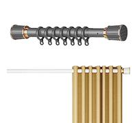 Plerile Shower Curtain Rod,0.4m-5m Adjustable Tension Spring Rod, Stainless Steel Tension Curtain Rod For Indoor/outdoor Use, Anti-Slip, No Drilling (Color : Grey, Size : 4.1m-5m)