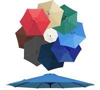 Plerile Umbrella Canopy Replacement 6 Ribs/8 Ribs, 3.0m Patio Cantilever Parasol Replacement Canopy Cover For Beach Pool Garden Umbrella(Canopy Only)(Color:Lake Blue,Size:300cm 6-Ribs)