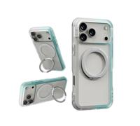 PLES Arche Twoface Ring Stand, Compatible with iPhone PM New Case, 360 Degree, Non-Yellowing, Anti-Fingerprint, Shockproof, Bumper Cover, Anti-Scratch, Kickstand (Silver/Powder Blue)