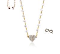 Pleteffect/Cherishion Magnetic Pearl Heart Necklace, Retro Pearl Magnetic Broken Heart Necklace, Fashion Cubic Zirconia Clavicle Chain, Birthday, Anniversary Jewelry Gifts for Girls/Women