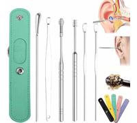 Pleteffect Ear Cleaner,The Most Professional Ear Cleaning Master in 2024 Earwax Cleaner Tool Set,Ear Cleaner Earwax Removal Tools,Portable Ear Cleaning Kit with PU Leather Case (Green)