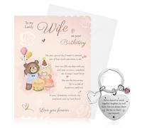 Pletmin Birthday Greeting Cards for Wife - I Love You Keyring Keychain Gifts with Envelope