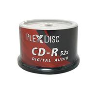 PlexDisc TY Series Blue CD-R 52X 700MB Music Digital Audio White Inkjet Hub Printable Recordable Media Disc - 50pk Cake Box 669-214-Y-BX, 50 Discs