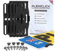 PLEXICLICK® ORIGINAL License Plate Holder for Cars - Frameless Invisible - Black - Universal Number Plate Holder - For UK 3mm Frames