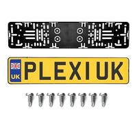 PLEXICLICK®PRO Number Plate Holder 2x - Black - Frameless Number Plate Surround For Acrylic UK Number Plates - Universal Reg Plate Holder - Strong & Secure License Plate Holder - 100% Made In Germany