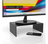 Plexico Acrylic Monitor/TV Stand Computer Screen Riser Plinth - Clear/Black/White/Glass Effect (Clear) (Black)