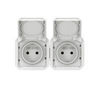 PLEXO NEW MECHANISM WHITE SOCKET 2X Z/U HORIZONTAL IP55