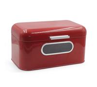 Plexon Red Bread Box for Kitchen Countertop with Lid and Clear Window, Metal Bread Storage Container