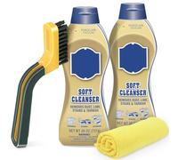 Plexon Soft Cleanser, Multipurpose Cleaner and Rust Stain Remover with Grout Brush and Microfiber Towel - 26oz (Pack of 2)